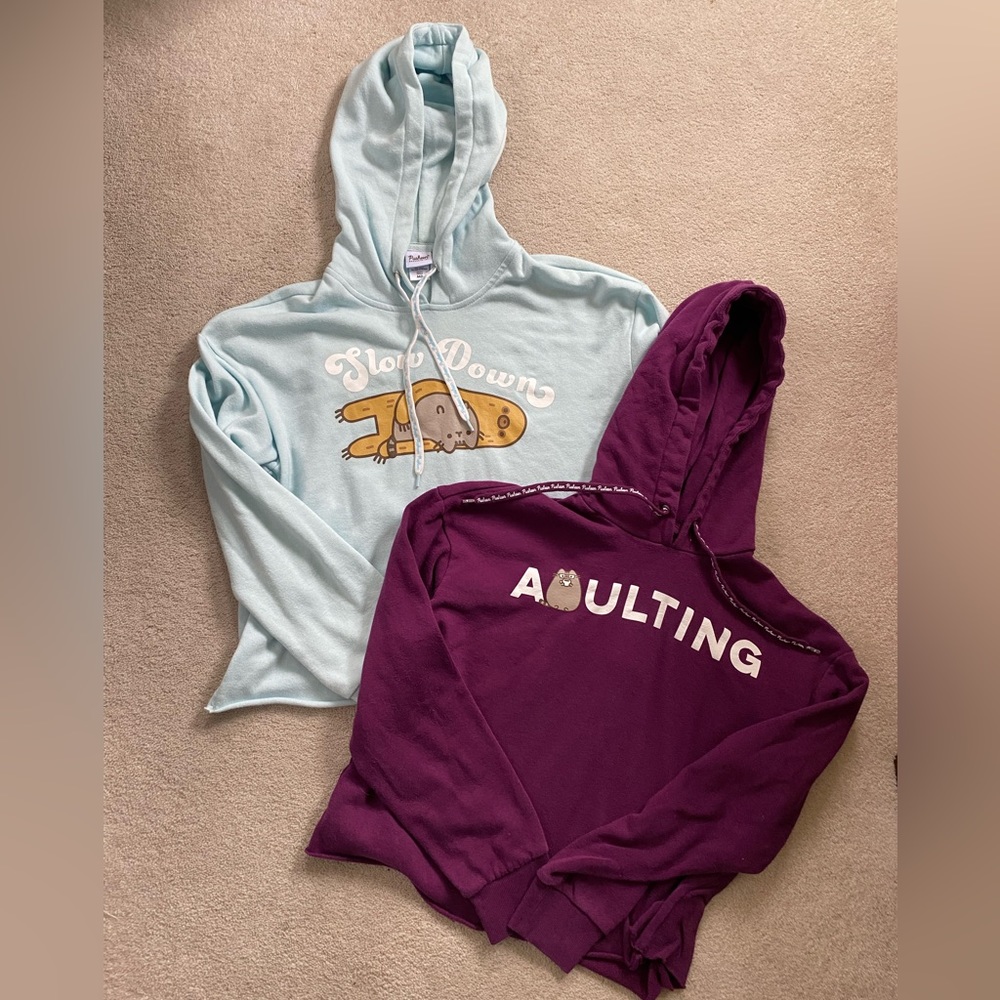 2 Pusheen Cropped Hoodies